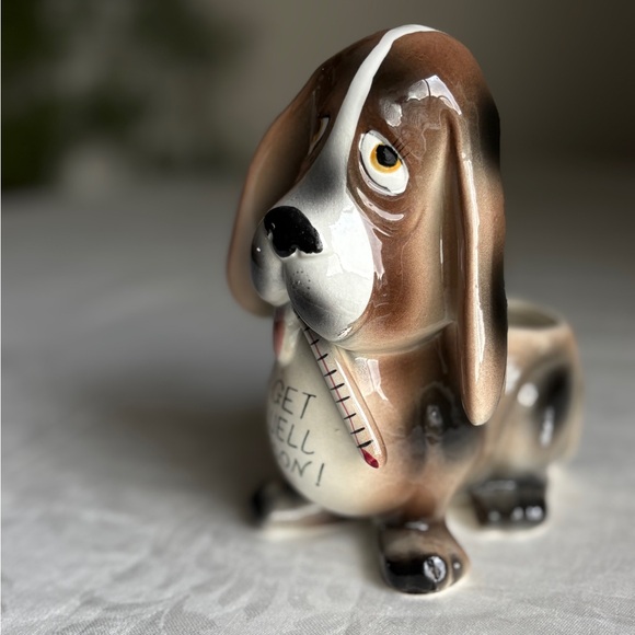 Adorable Brown and White Dog Planter with Get Well Soon Message Green Gift - Picture 12 of 13